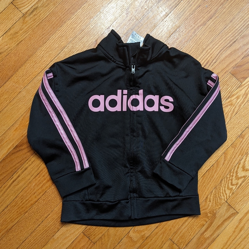 ✨-20%✨ Adidas Track Jacket Girls 3T black pink zipper activewear running gym